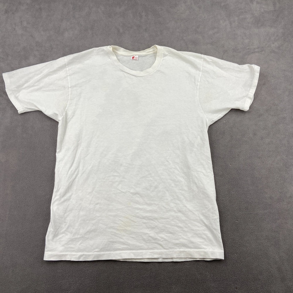 Vintage 90s Hanes Blank T Shirt Sz XL White Short Sleeve Single Stitched